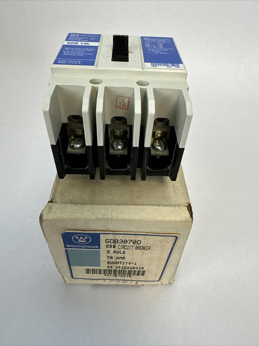 WESTINGHOUSE GDB3070D GDB 14K CIRCUIT BREAKER 70AMP 480VAC 250VDC 3P 4D12216G10