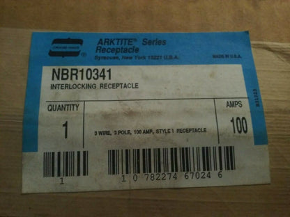 CROUSE HINDS ARKTITE SERIES NBR10341 INTERLOCKING RECEPTACLE 3W 3P 100A STYLE 1