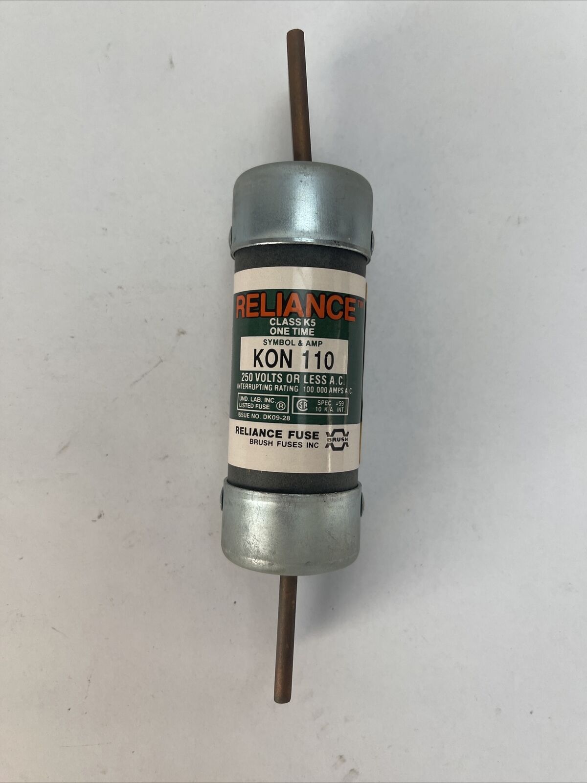RELIANCE KON110 CLASS K5 ONE TIME FUSE 110AMP 250VAC