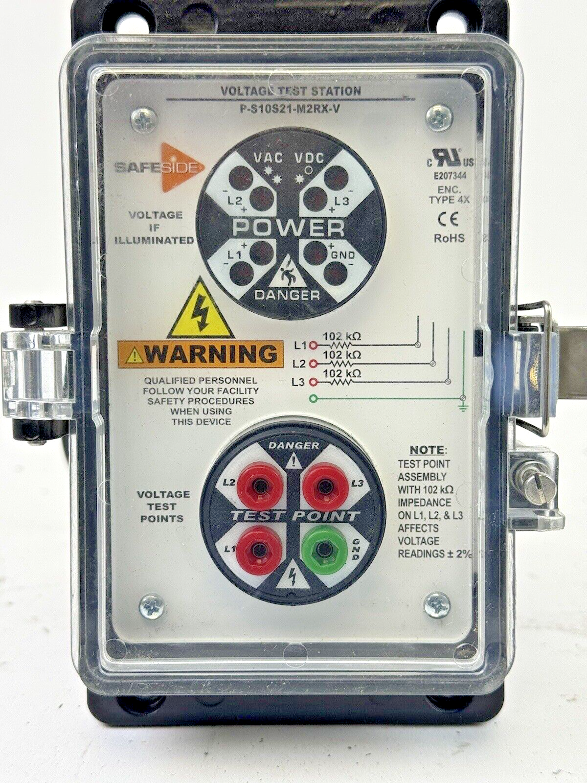 SAFESIDE - P-S10S21-M2RX-V - VERTICAL MOUNT VOLTAGE TEST STATION