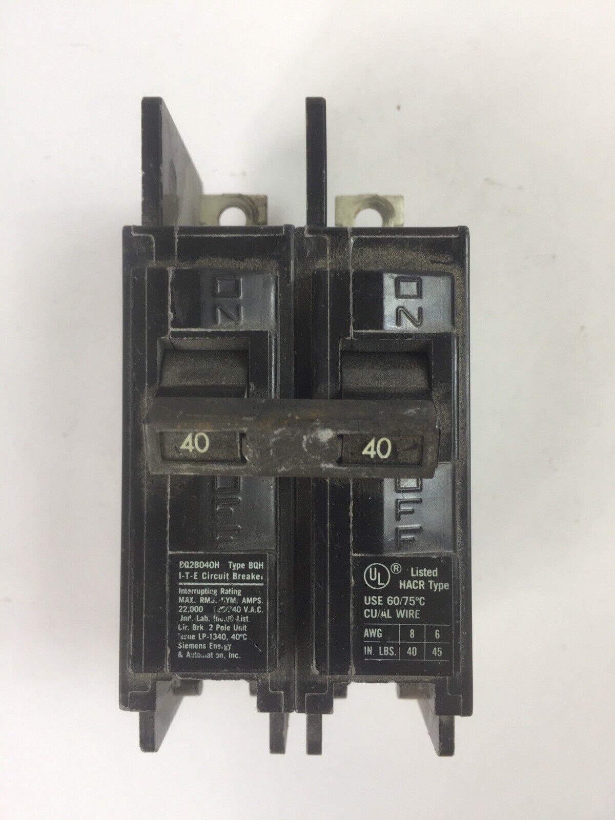 ITE BQ2B040H CIRCUIT BREAKER 2POLE 40AMP 120/240VAC