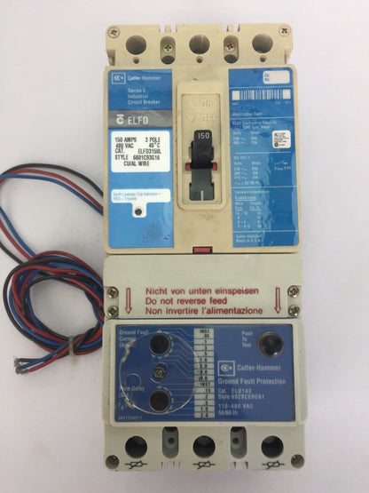 CUTLER HAMMER ELFD3150L INDUSTRIAL CIRCUIT BREAKER 150A 480VAC SER C ELD143