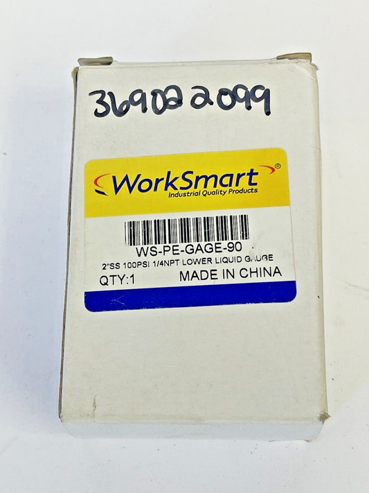 WORKSMART - WS-PE-GAGE-90 - LIQUID GAUGE - 2" DIAMETER, 1/4" NPT, 0-100 PSI