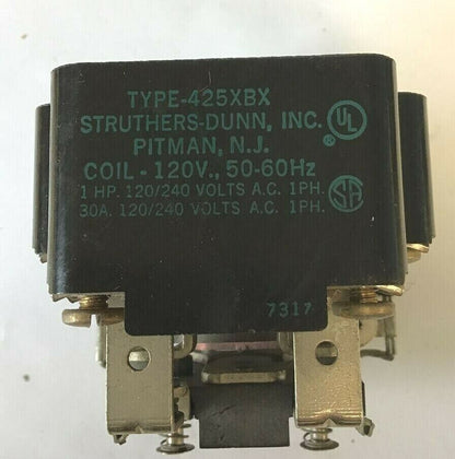 STRUTHERS-DUNN 425XBX RELAY- COIL 120V 50/60HZ 1HP 30A 120/240V 1PH