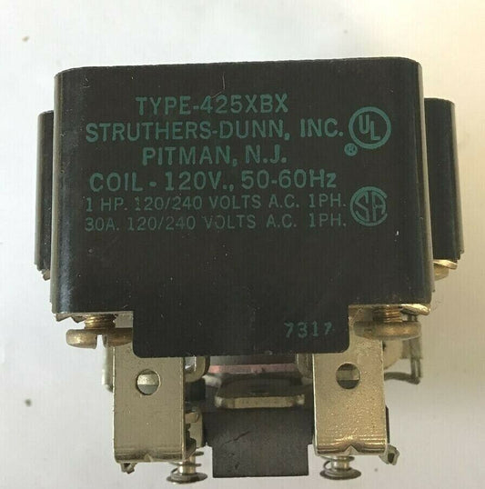 STRUTHERS-DUNN 425XBX RELAY- COIL 120V 50/60HZ 1HP 30A 120/240V 1PH