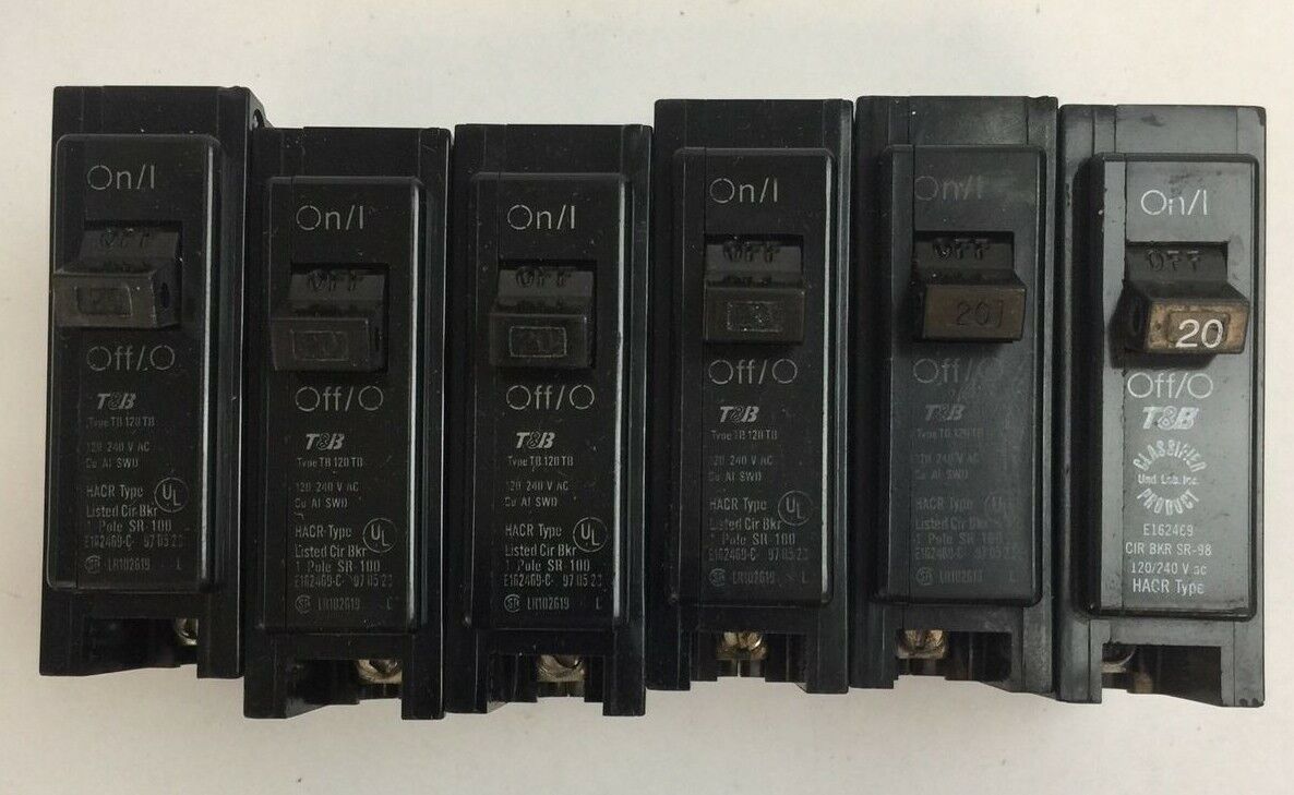 T & B C120 CIRCUIT BREAKER 20AMP 120/240VAC 1POLE (LOT OF 6)