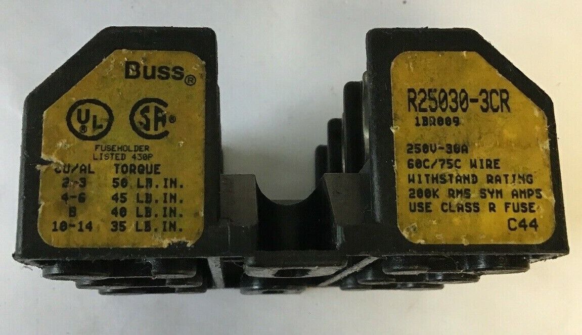 BUSS R25030-3CR 250V-30A FUSE HOLDER***LOT OF 2***