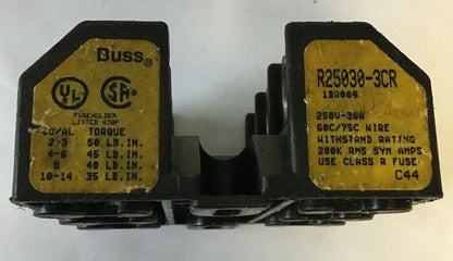 BUSS R25030-3CR 250V-30A FUSE HOLDER***LOT OF 2***