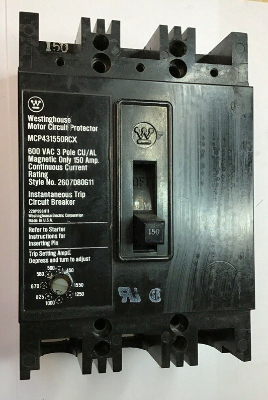 WESTINGHOUSE MCP431550RCX CIRCUIT BREAKER 150A 600VAC 3POLE