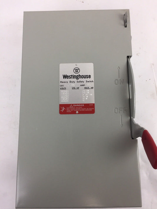 WESTINGHOUSE HUN361 30 AMPS 600 VAC 3 POLES NON-FUSIBLE SAFETY SWITCH