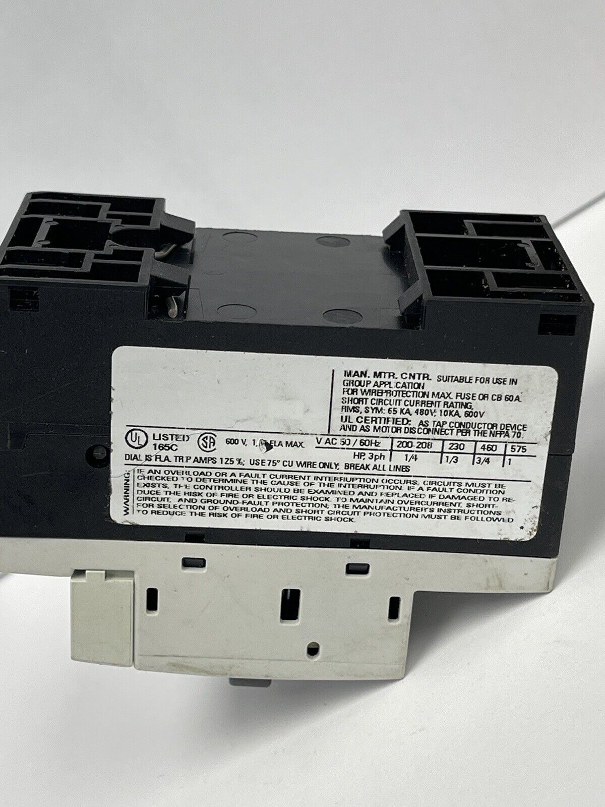 SIEMENS - 3RV1011-0KA10 - Motor breaker; 0.37kW; 220÷690VA; DIN; SHt cir.rel 16A