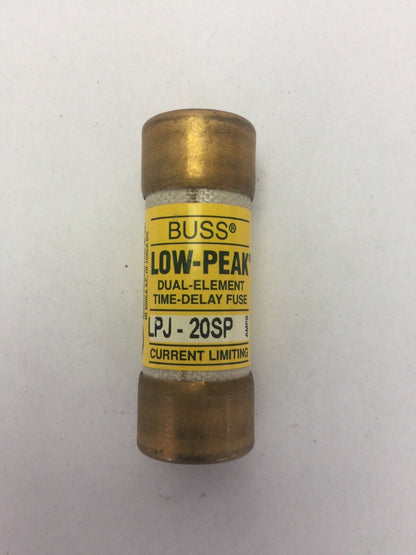 BUSS LPJ-20SP LOW-PEAK DUAL-ELEMENT TIME-DELAY FUSE 20A 600VAC/300VDC (LOT OF 3)