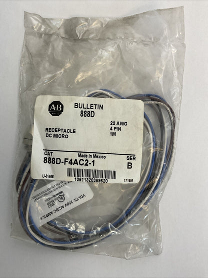 ALLEN BRADLEY 888D-F4AC2-1 SER B RECEPTACLE DC MICRO 250V 4AMP