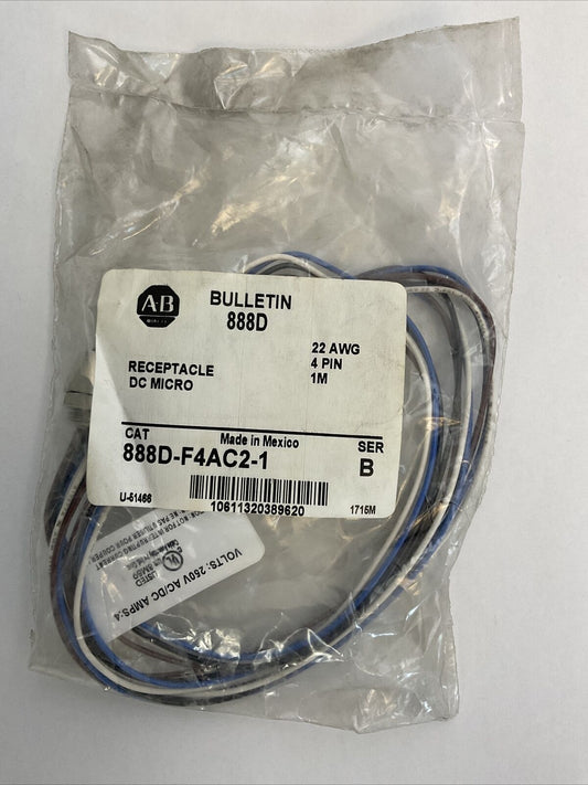 ALLEN BRADLEY 888D-F4AC2-1 SER B RECEPTACLE DC MICRO 250V 4AMP
