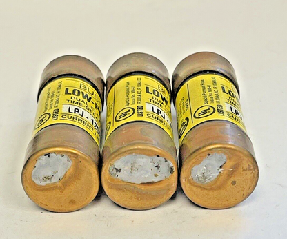 BUSS *LOT OF 3* - LPJ-12SP - LOW-PEAK DUAL-ELEMENT, TIME-DELAY FUSE- 12A, 600VAC