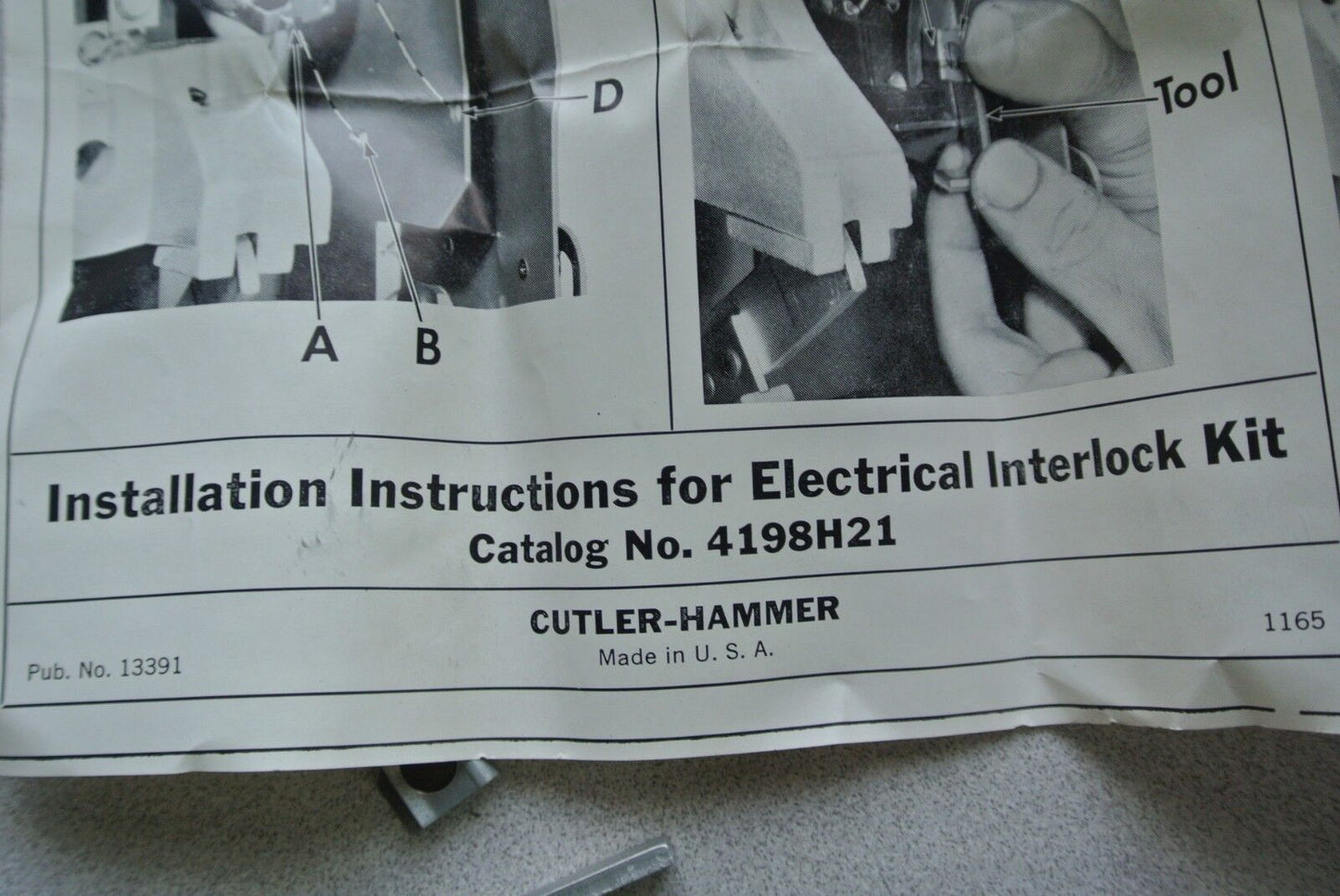 CUTLER-HAMMER 4198H21 ELECTRICAL INTERLOCK for 30-60 and 100A 4105 - NEW SURPLUS