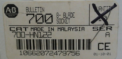 ALLEN-BRADLEY 700-HN122 / 8-BLADE SOCKET / 5A / 250VAC / NEW SURPLUS / LOT of 2
