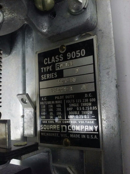 SQ. D CLASS 9050 TYPE RO-12E SER.A, AC PNEUMATIC TIMING RELAY, 120V,60HZ,15A,NEW