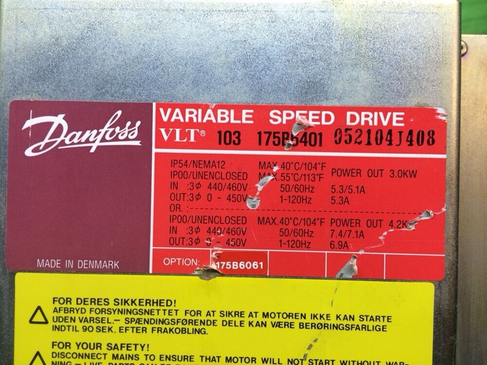 DANFOSS VLT103-175B6401 VARIABLE SPEED DRIVE