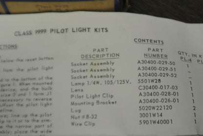 SQUARE D 9999 PL-4 / PILOT LIGHT KIT / RED / 110-120V / NEW SURPLUS
