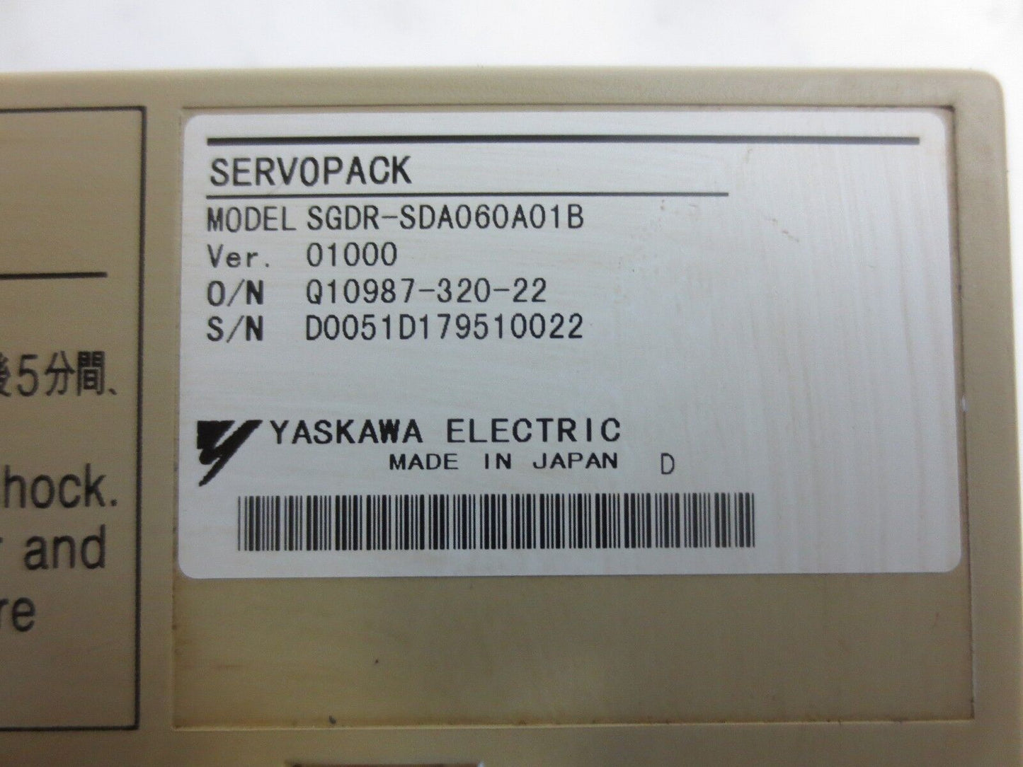 YASKAWA SGDR-SDA060A01B SERVOPACK - SERVO DRIVER
