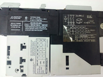 ALLEN-BRADLEY STARTER 190-MN, 190-P160, 190-A40, 190-A11, 199-FSMA1, 120V COIL
