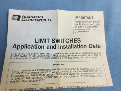 NAMCO EA180-31303 SNAP-LOCK LIMIT SWITCH - NEW SURPLUS