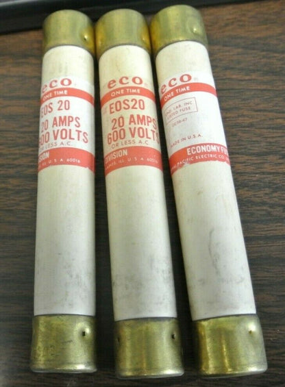 MIXED LOT of 10 / ECO EOS15 (7) & EOS20 (3) FUSE 15A, 20A / 600V / NEW SURPLUS