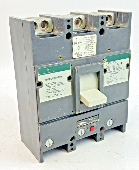 GE - TJJ436250 - IND. CIRCUIT BREAKER W/ 250A TRIP UNIT - 3 POLE/600 VAC/250A