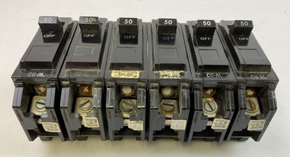 GE THQL1150 CIRCUIT BREAKER 1POLE 50AMP 120/240VAC (LOT OF 6)