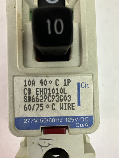 WESTINGHOUSE EHD1010L SER C INDUSTRIAL CIRCUIT BREAKER 10A 1P 277VAC 125VDC