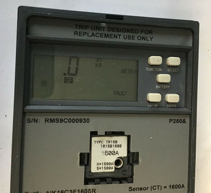 GENERAL ELECTRIC AIK16C3F1605R TRIP UNIT W/TR16B1600 1600A MICROVERSATRIP