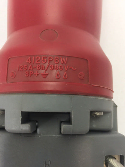 HUBBELL HBL4125P6W PLUG WATERTIGHT 125A 380/416VAC 3 POLE 4 WIRING GROUNDING IEC