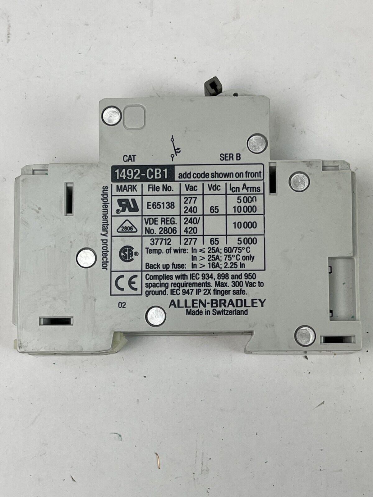ALLEN BRADLEY - 1492-CB1 *LOT OF 5* -1A, 3A, 3A, 4A, 5A -G 010, G030, G040, G050