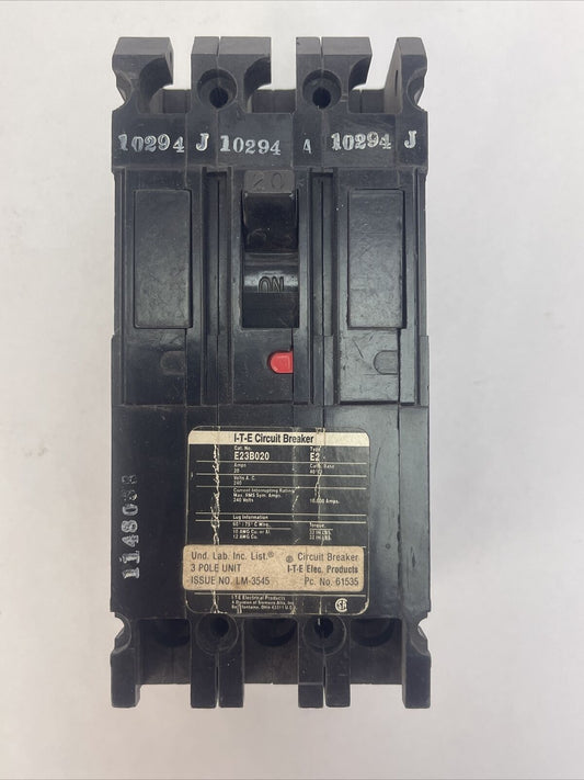 ITE E23B020 CIRCUIT BREAKER 20AMP 240VAC 3POLE