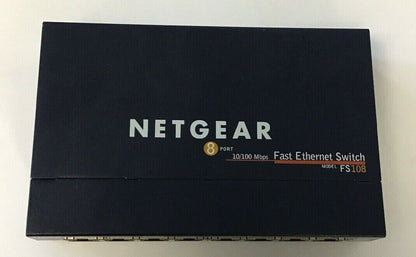 NETGEAR ProSafe FS108 8-Port FAST ETHERNET SWITCH 10/100Mbps 7.5VDC 1A (LOTOF3)