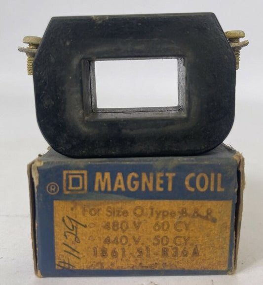 SQUARE D 1861-S1-R36A MAGNETIC COIL 480V 60CY 440V 50CY SIZE 0 TYPE B& R