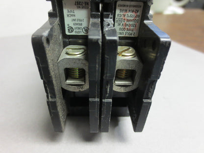 SQUARE D QOU CIRCUIT BREAKER - 15A, 2-POLE 10kA - HACR-type - 120/240VAC