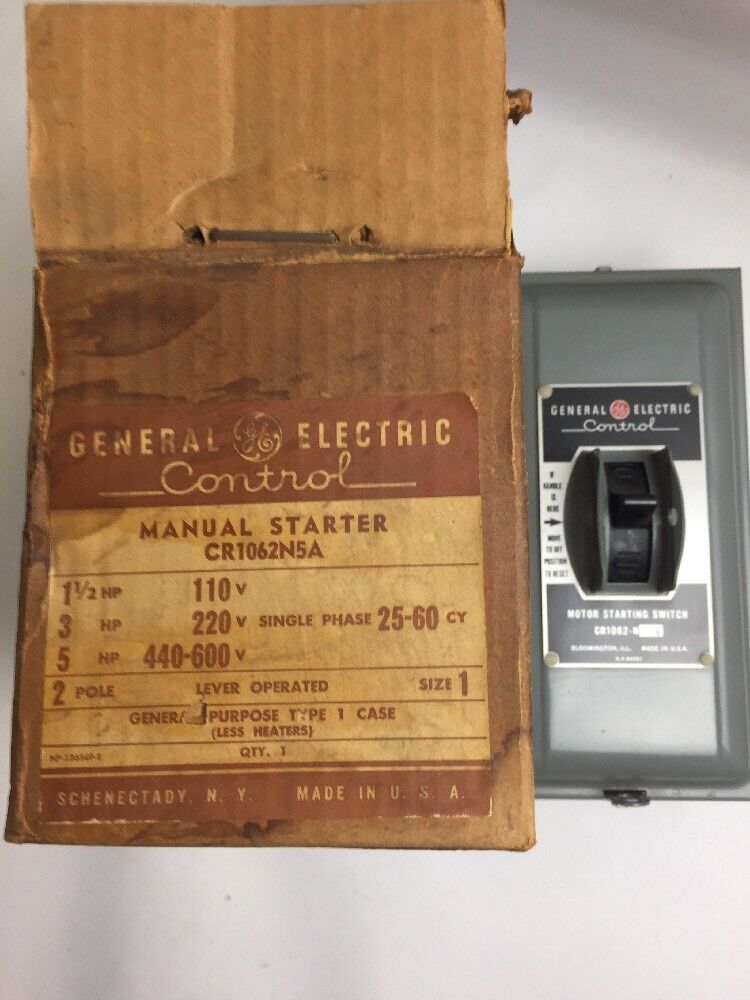 GE CR1062N5A MANUAL STARTER 1 1/2 HP 110V, 3 HP 220V, 5 HP 440-600V, 25-60 CY