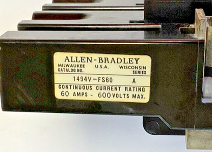 ALLEN-BRADLEY 1494V-FS60 FUSE BLOCK END SER.A 60A 600V