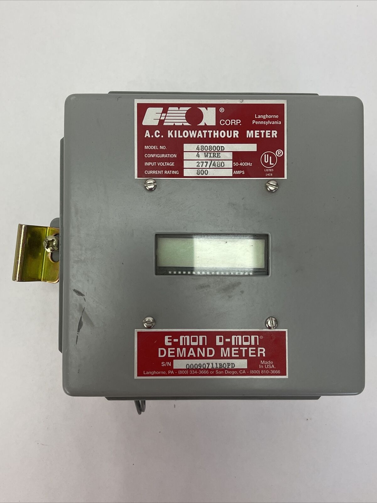 E-MON 480800D AC KILOWATTHOUR METER 4WIRE 277/480V 50-400HZ 800AMP D-MON P2