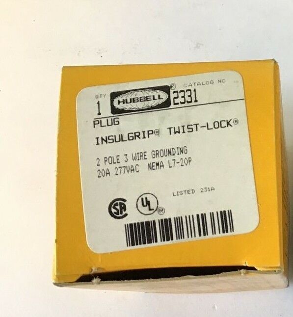 HUBBELL 2331 INSULGRIP TWIST-LOCK 2POLE 20 277VAC
