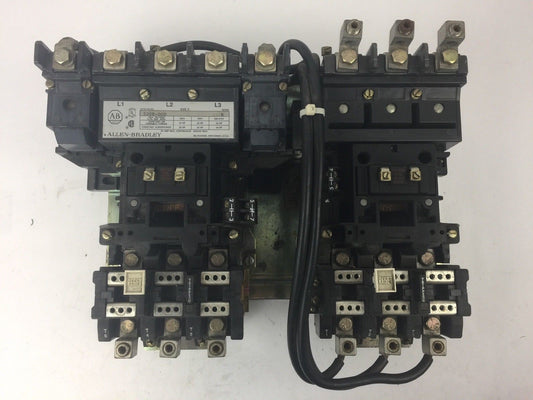 ALLEN BRADELY 520E-DOD REVERSING STARTER 600VAC 90A SIZE 3 W/2 599-P3A POWER POL