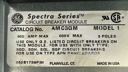 GE AMC3GM 3POLE 600AMP 600V MODEL 1 CIRCUIT BREAKER MODULE