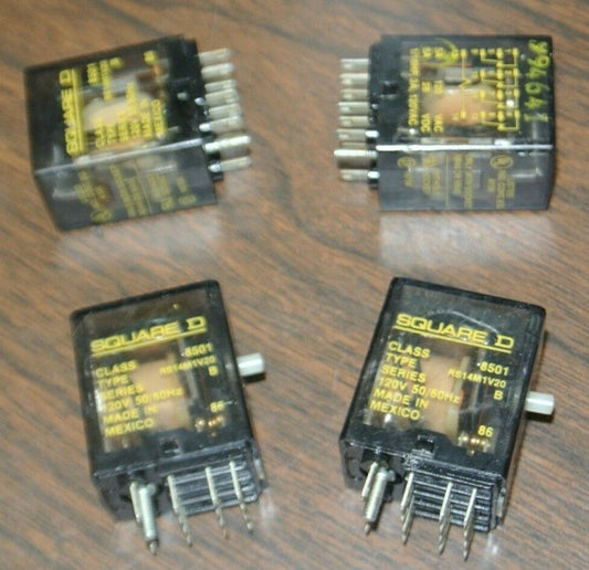 LOT of 4 / SQUARE D RS14M1V20 MINIATURE RELAY / 120V, 5A