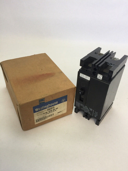 WESTINGHOUSE FB2015 CIRCUIT BREAKER 15AMP 2POLE 600VAC 250VDC 4975D71G18