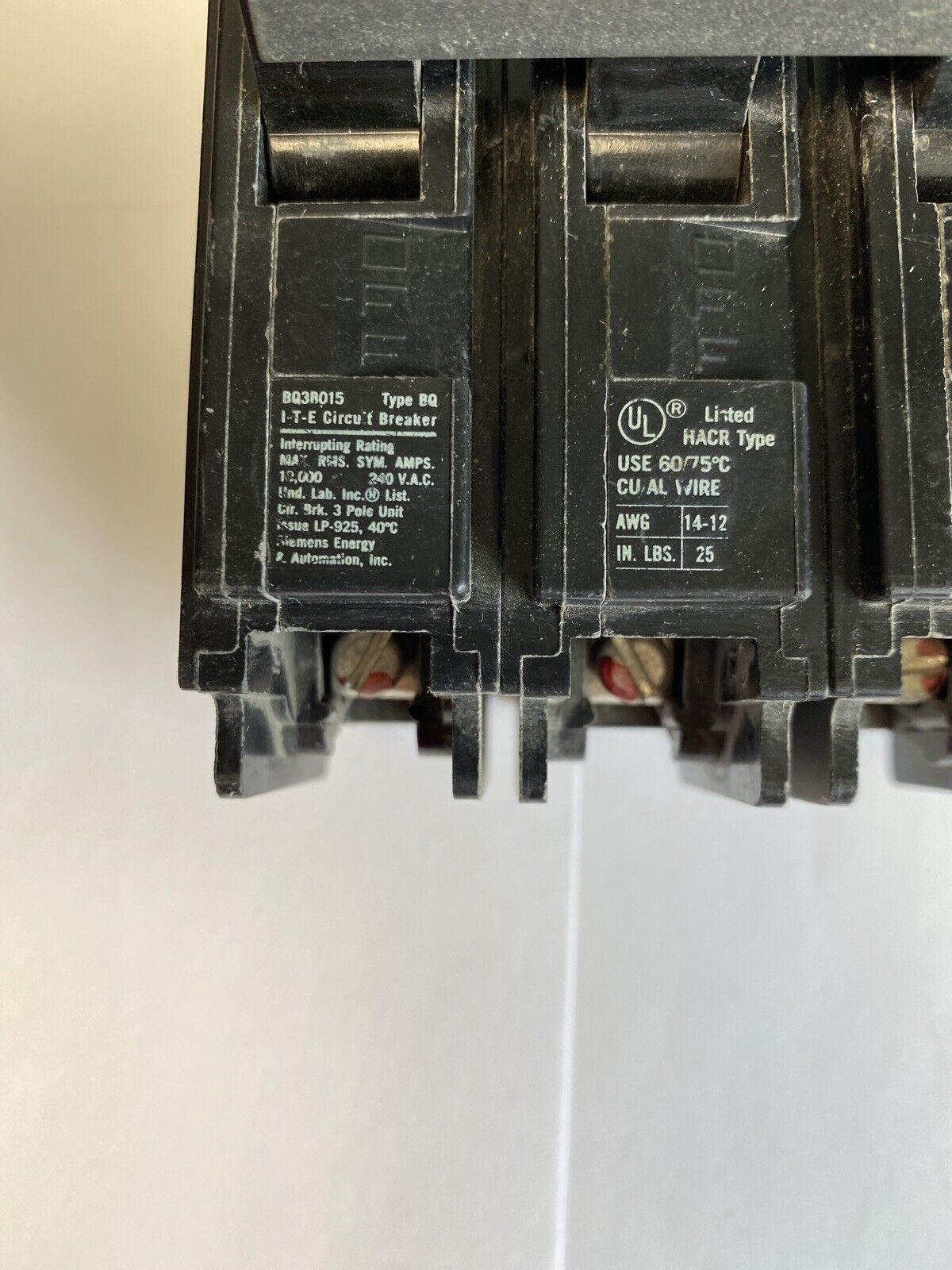 ITE BQ3B015 3 Pole 15A 240VAC Circuit Breaker