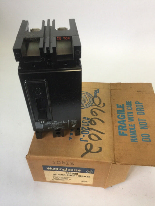 WESTINGHOUSE EB2090 AB DEION CIRCUIT BREAKER 90AMP 240VAC 125/250VDC 2 POLE