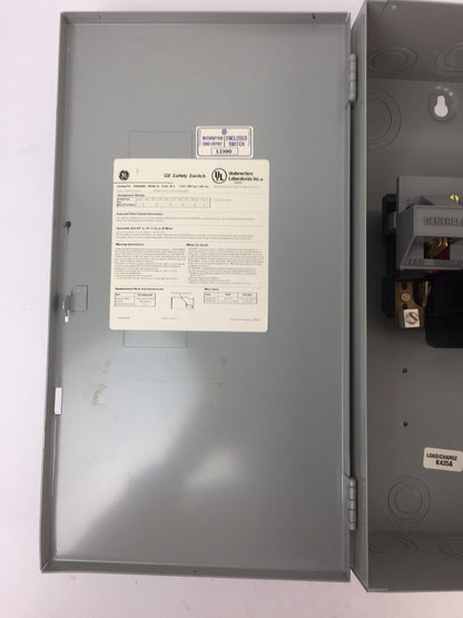 GE THN3362 SAFETY SWITCH 60AMP 600VAC 250VDC 3 PHASE 60 HP TYPE 1 INDOOR MOD 10