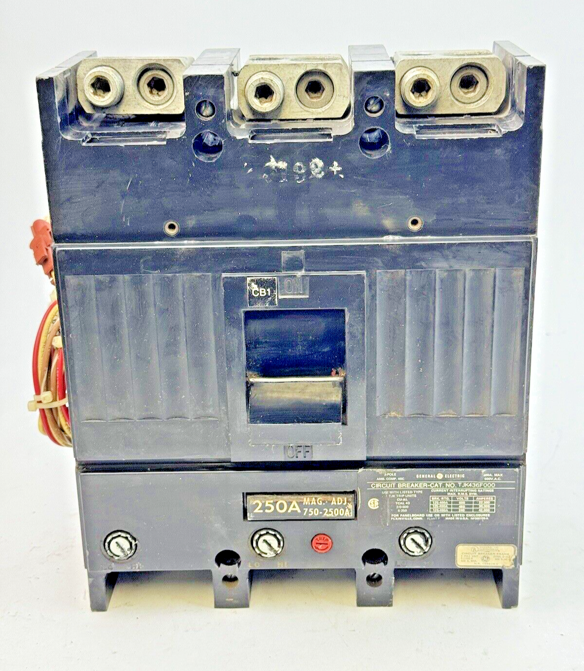 GE - TJK436F000 - CIRCUIT BREAKER W/ 250A TRIP & AUX SWITCH - 3 POLE/600VAC/400A